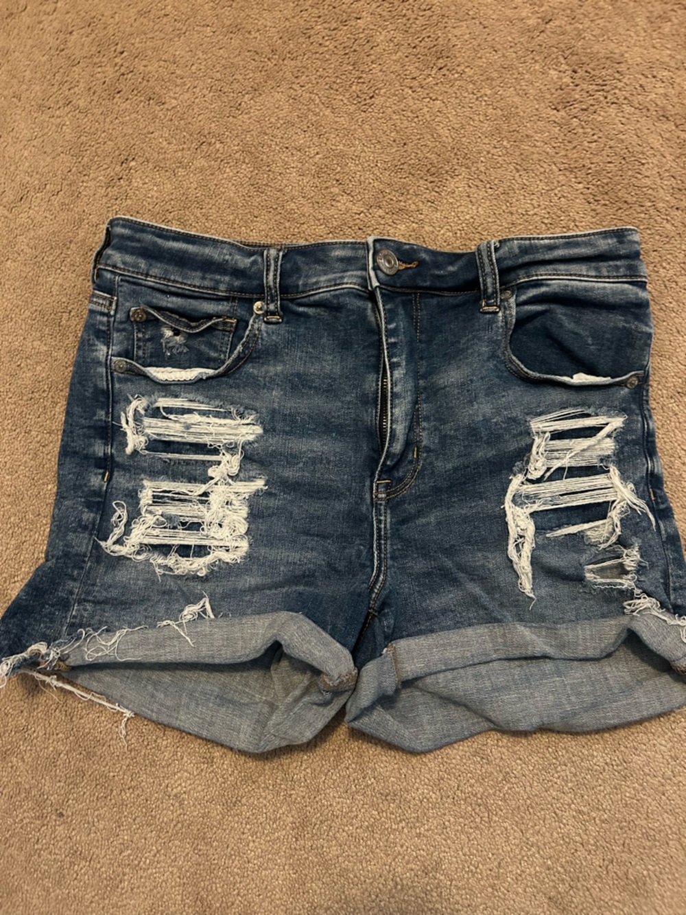 American Eagle Outfitters Distressed Blue Denim Jean Shorts